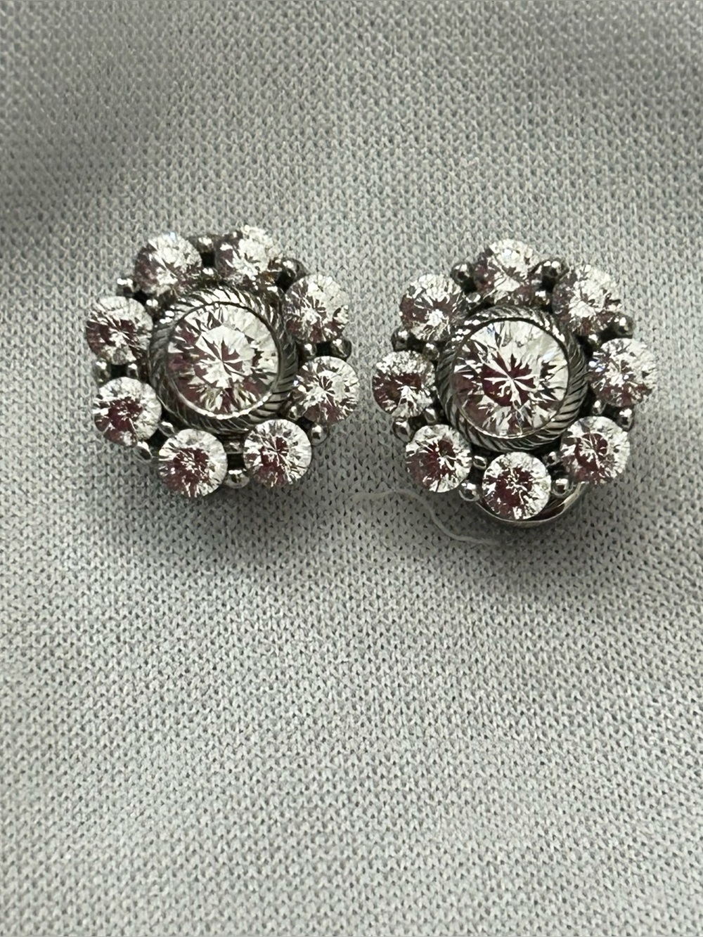 Judith Ripka Sparkling Sterling Silver Crystal Cluster Clip-On Earrings
